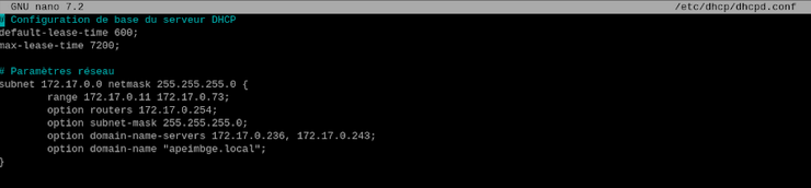 Configuration DHCP